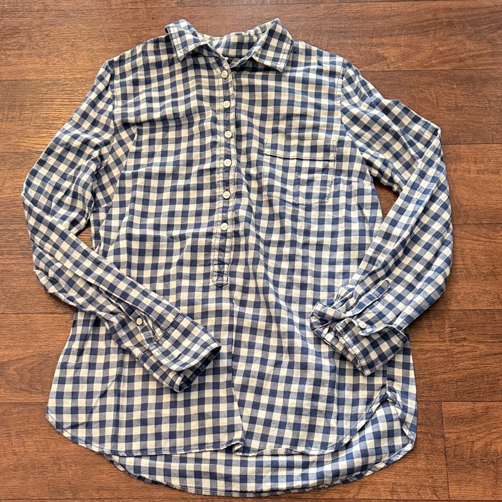 J. Crew Blue and White Checkered Button Down Shirt